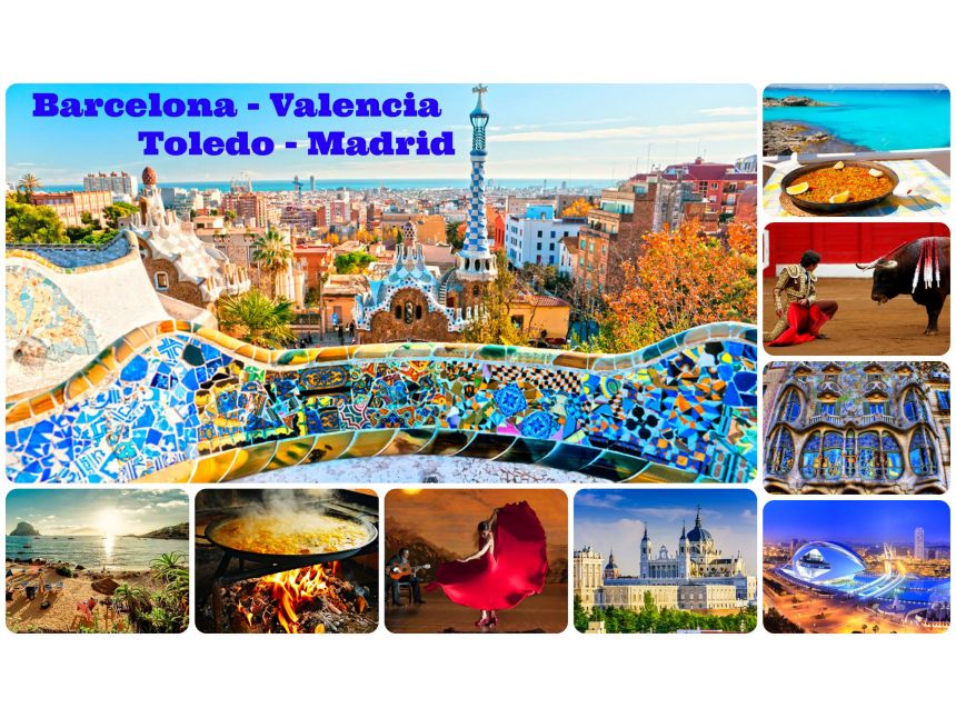 Barcelona - Valencia - Toledo - Madrid from